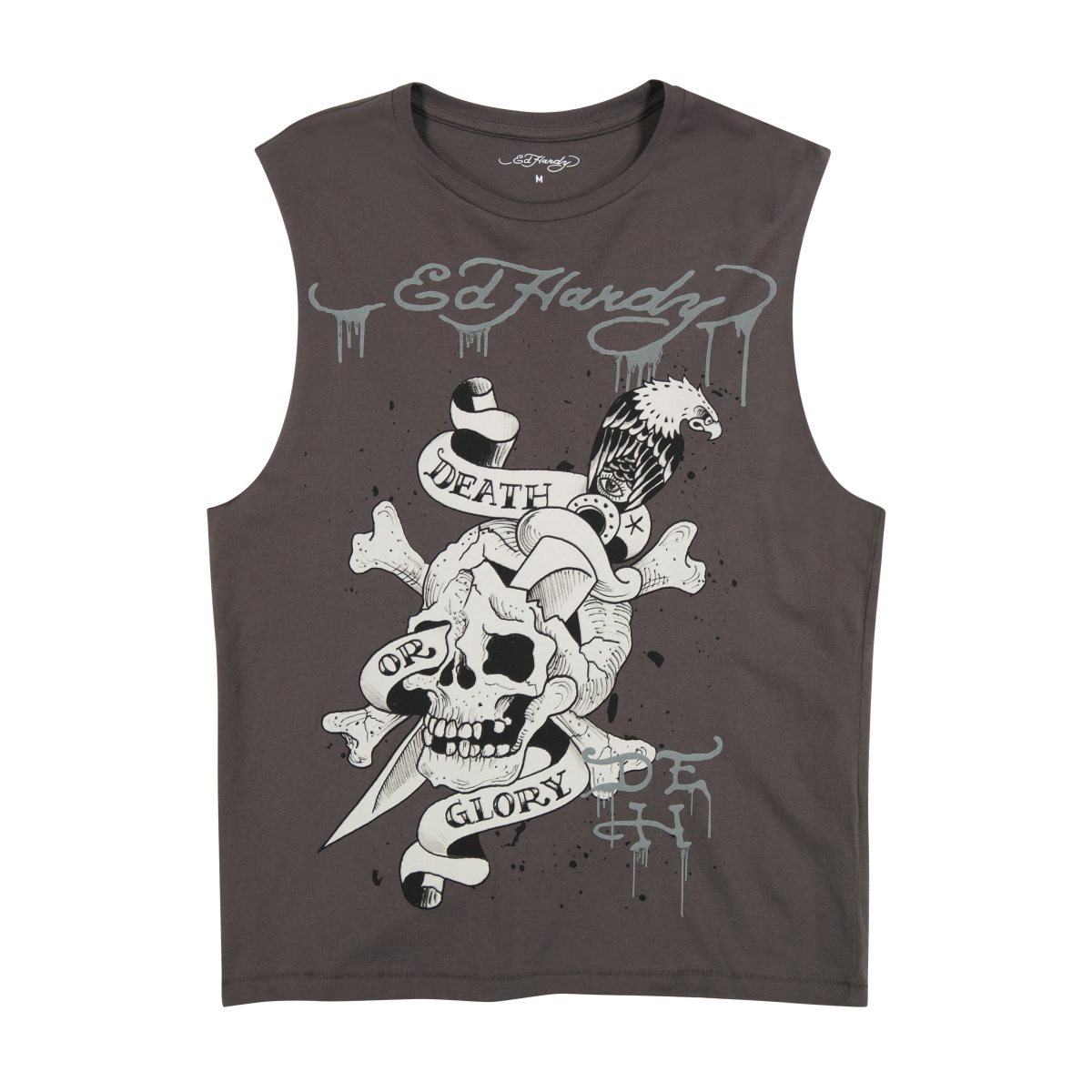 Koszulki Ed Hardy DG Skull Mens Cut Off Tee Męskie Szare | JDIEPV248