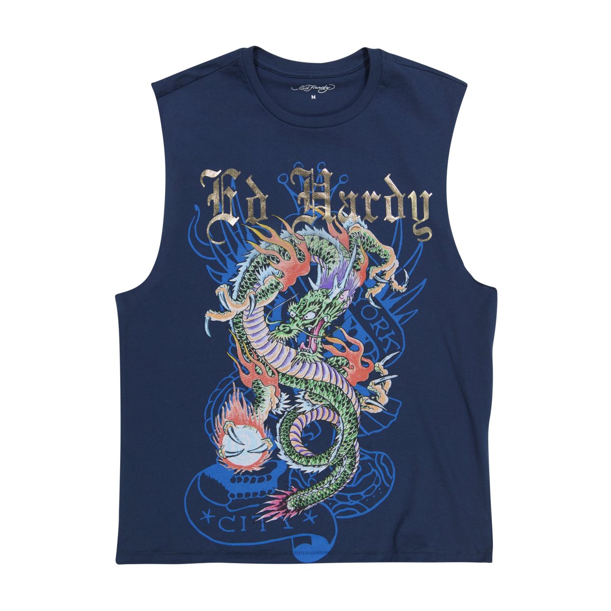 Koszulki Ed Hardy Dragon Mens Cut Off Tee Męskie Midnight | DKMENG081