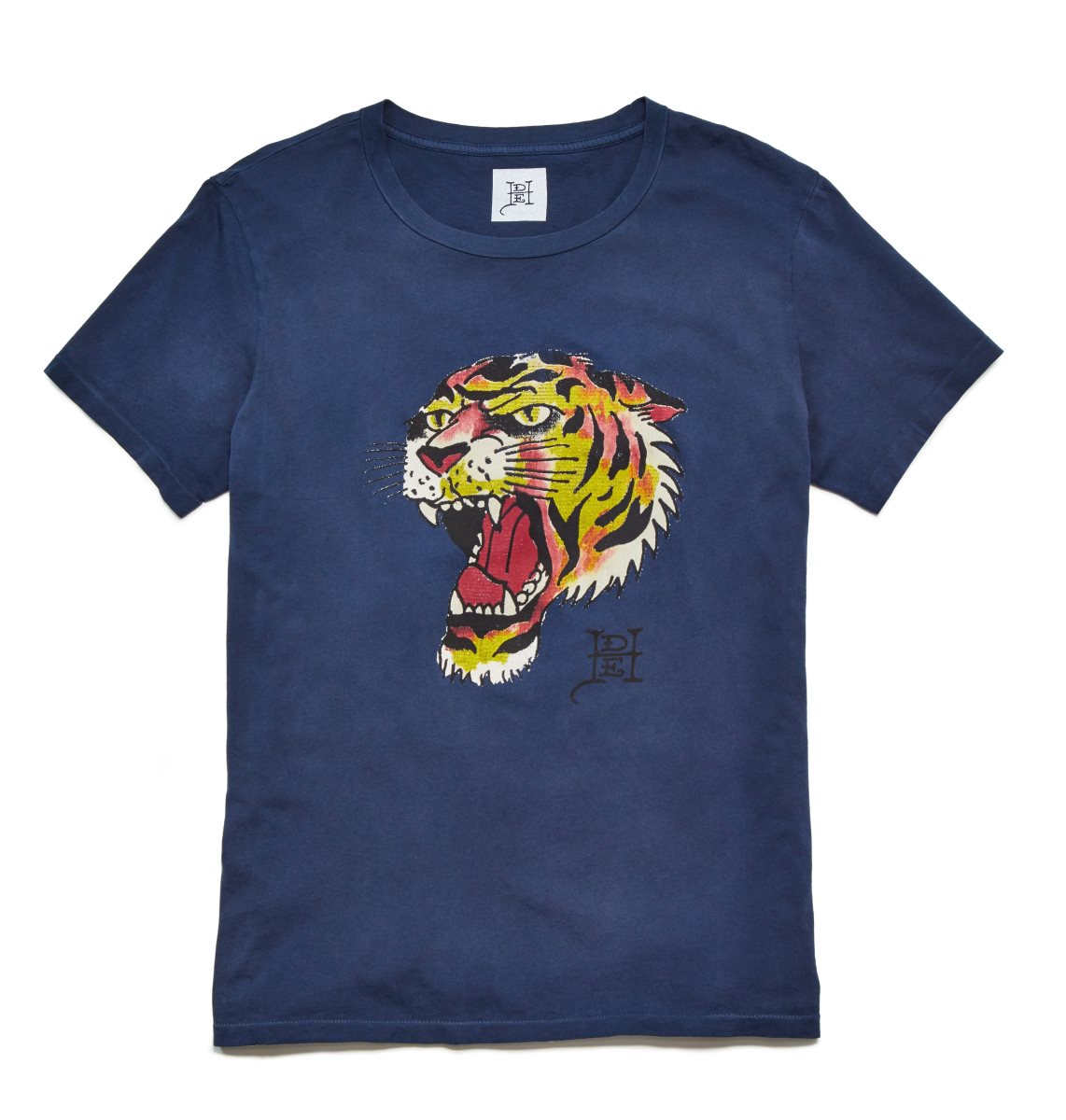 Koszulki Ed Hardy Tiger Head Washed T-Shirt Męskie Granatowe | EROPUS542
