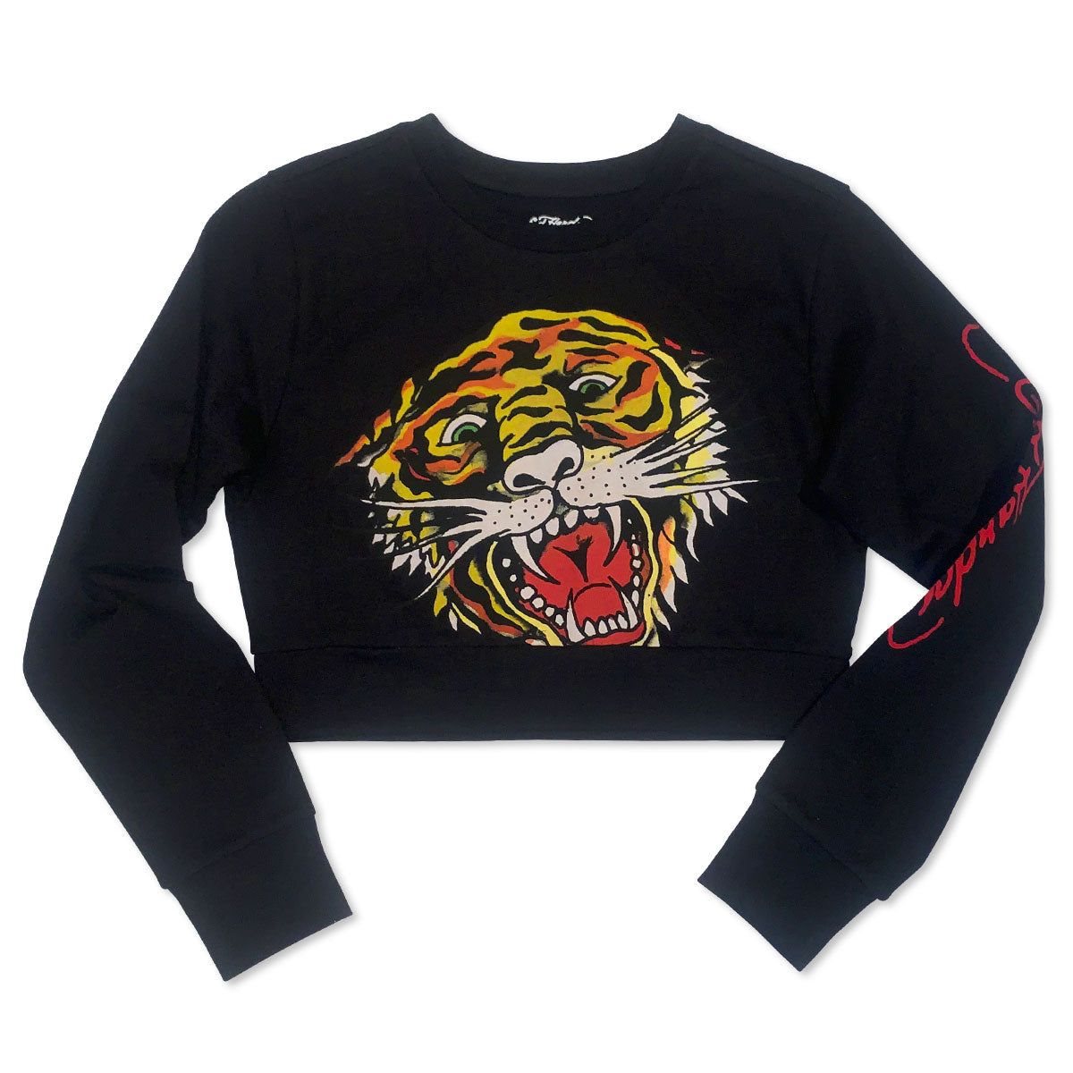 Najfatalniejszy Ed Hardy Retro Tiger Head Cropped Shrunken Sweatshirt Damskie Czarne | TQXZBC985