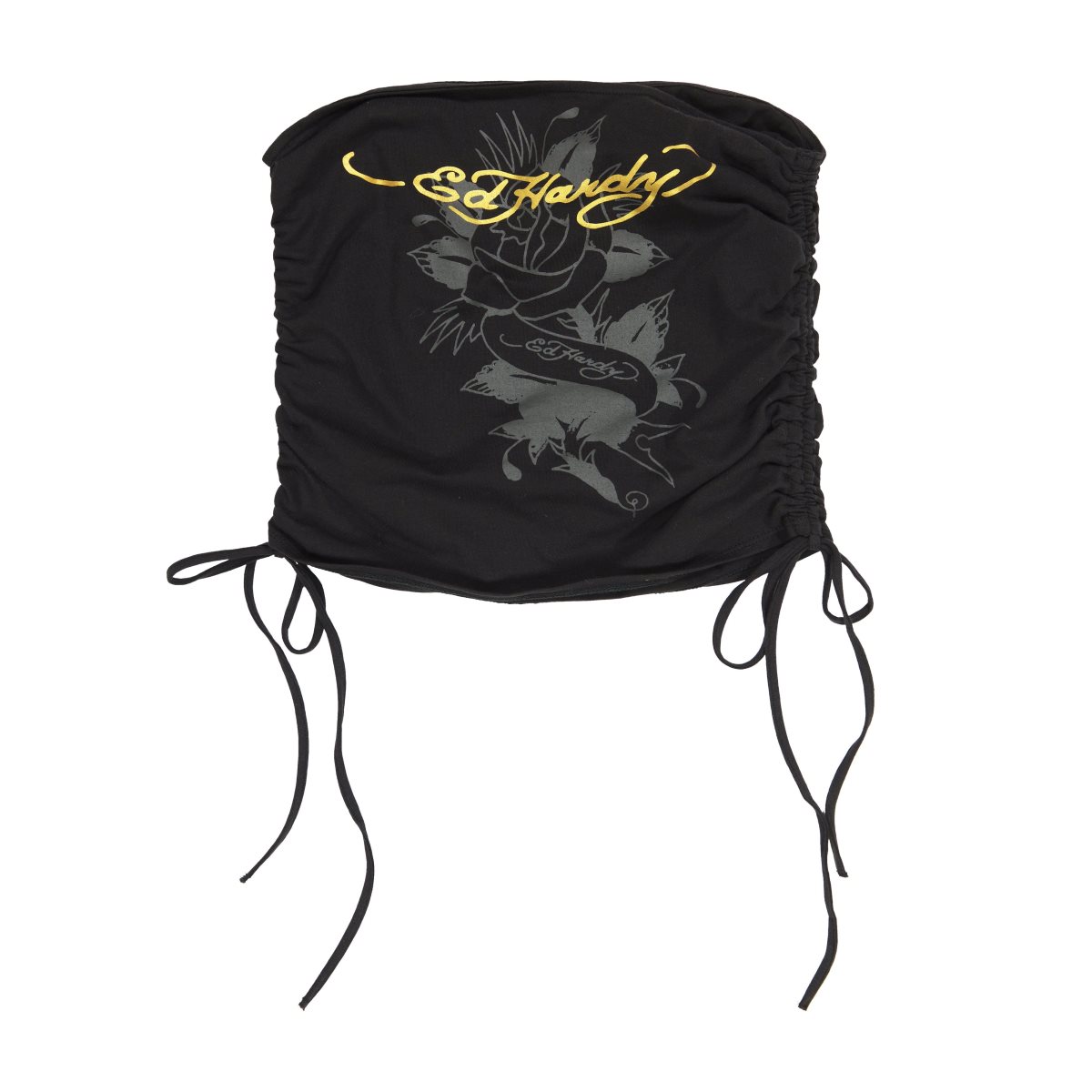 Najfatalniejszy Ed Hardy Swallow Gathered Tube Top Damskie Czarne | FUCRNP283