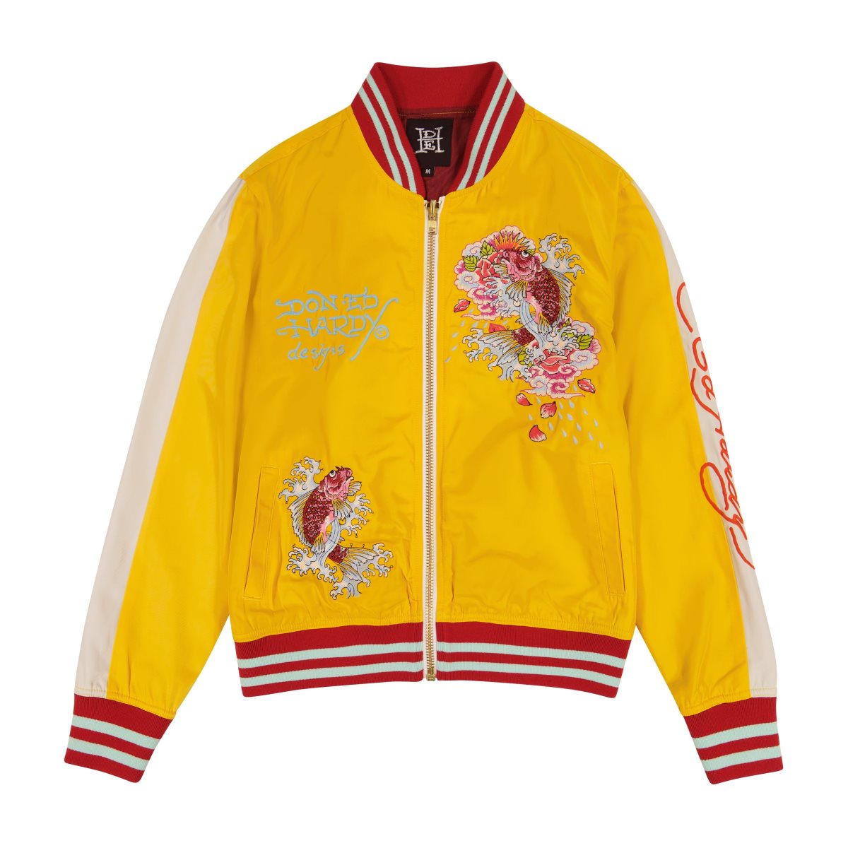 Odzież Wierzchnia Ed Hardy Koi Cranes Souvenir Jacket Damskie Złote Białe | CRLGDX190