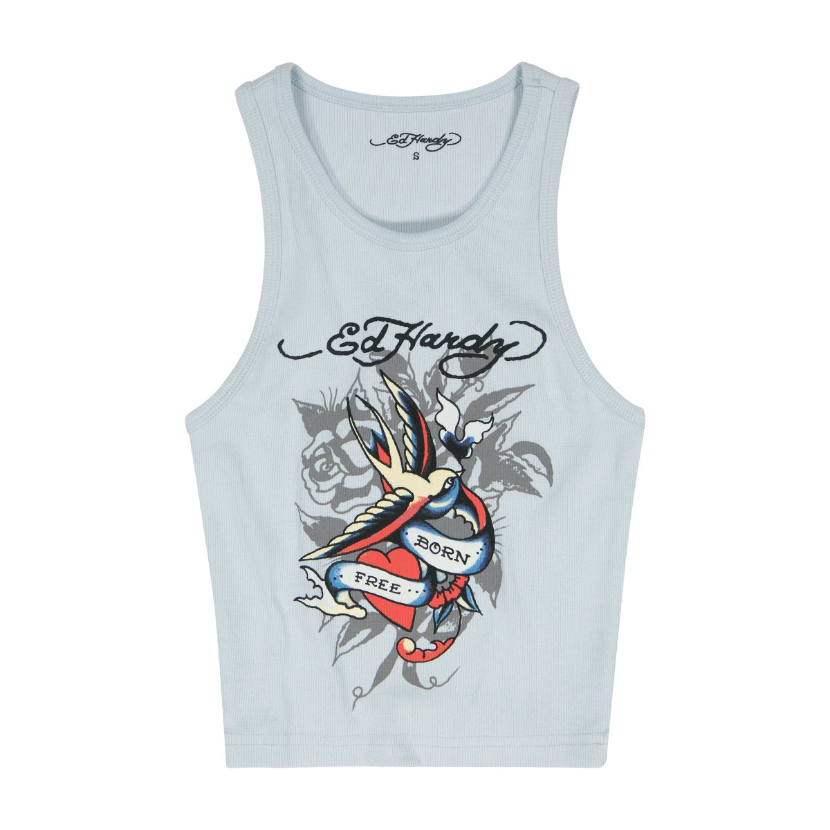 Podkoszulki Ed Hardy Swallow Rib Tank Top Damskie Niebieskie | YZASQT549