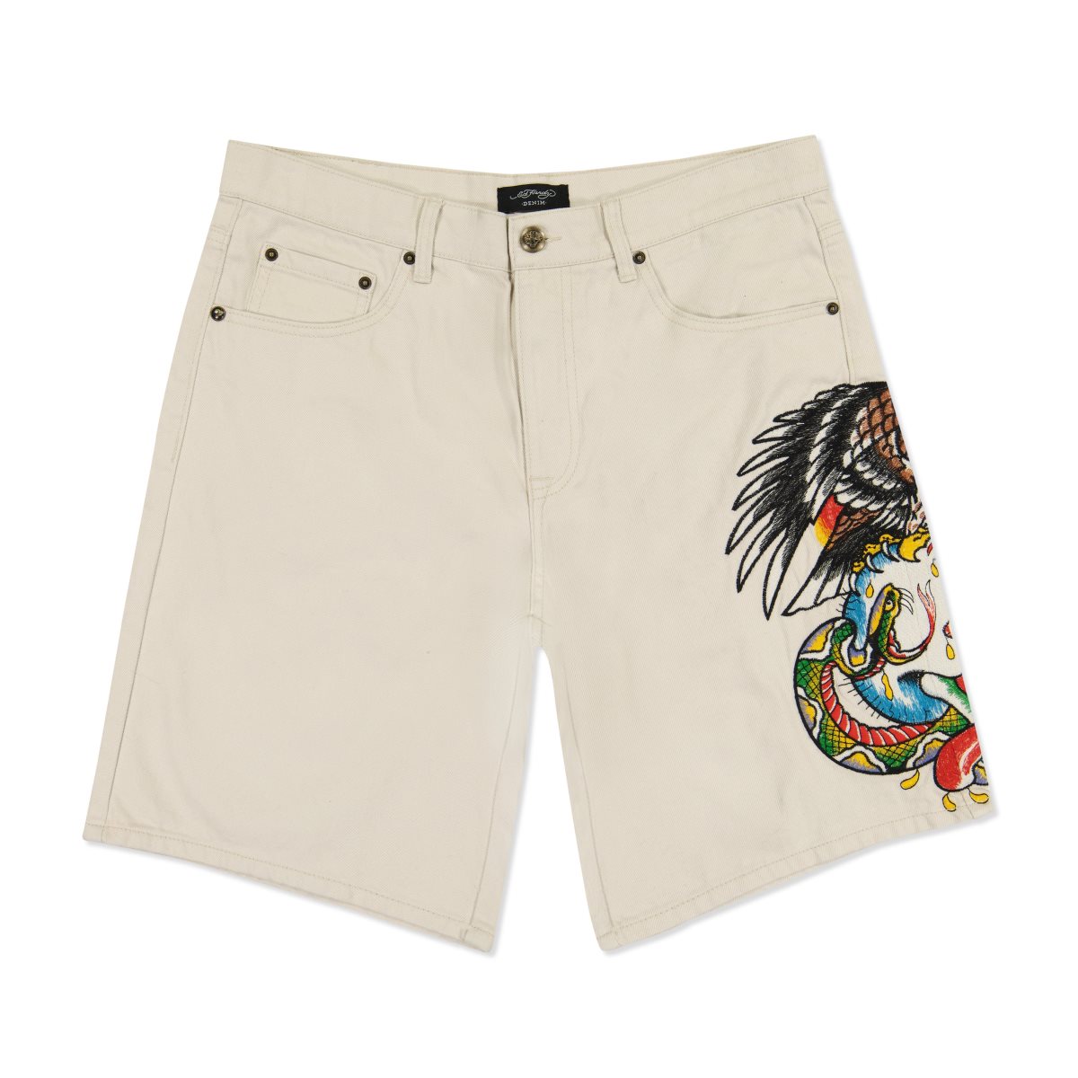 Spodnie Ed Hardy Battle Skull Skater Short Męskie Khaki | WOJDLN039