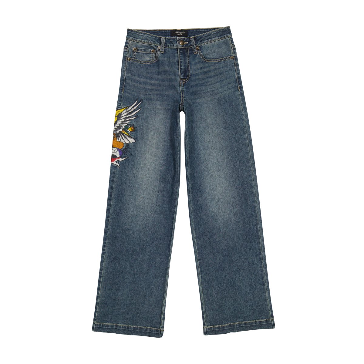 Spodnie Ed Hardy Brave Eagle Wide Leg Jean Damskie Med Vintage | YFMPRA759