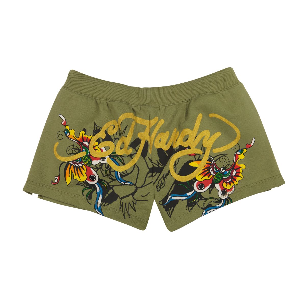 Spodnie Ed Hardy Butterflies Fleece Short Damskie Oliwkowe | EXHVAU829