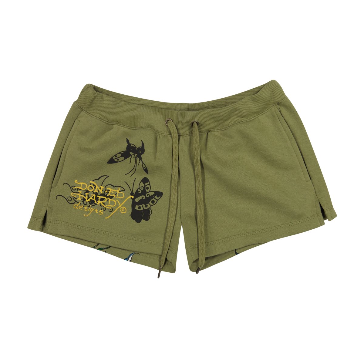 Spodnie Ed Hardy Butterflies Fleece Short Damskie Oliwkowe | EXHVAU829