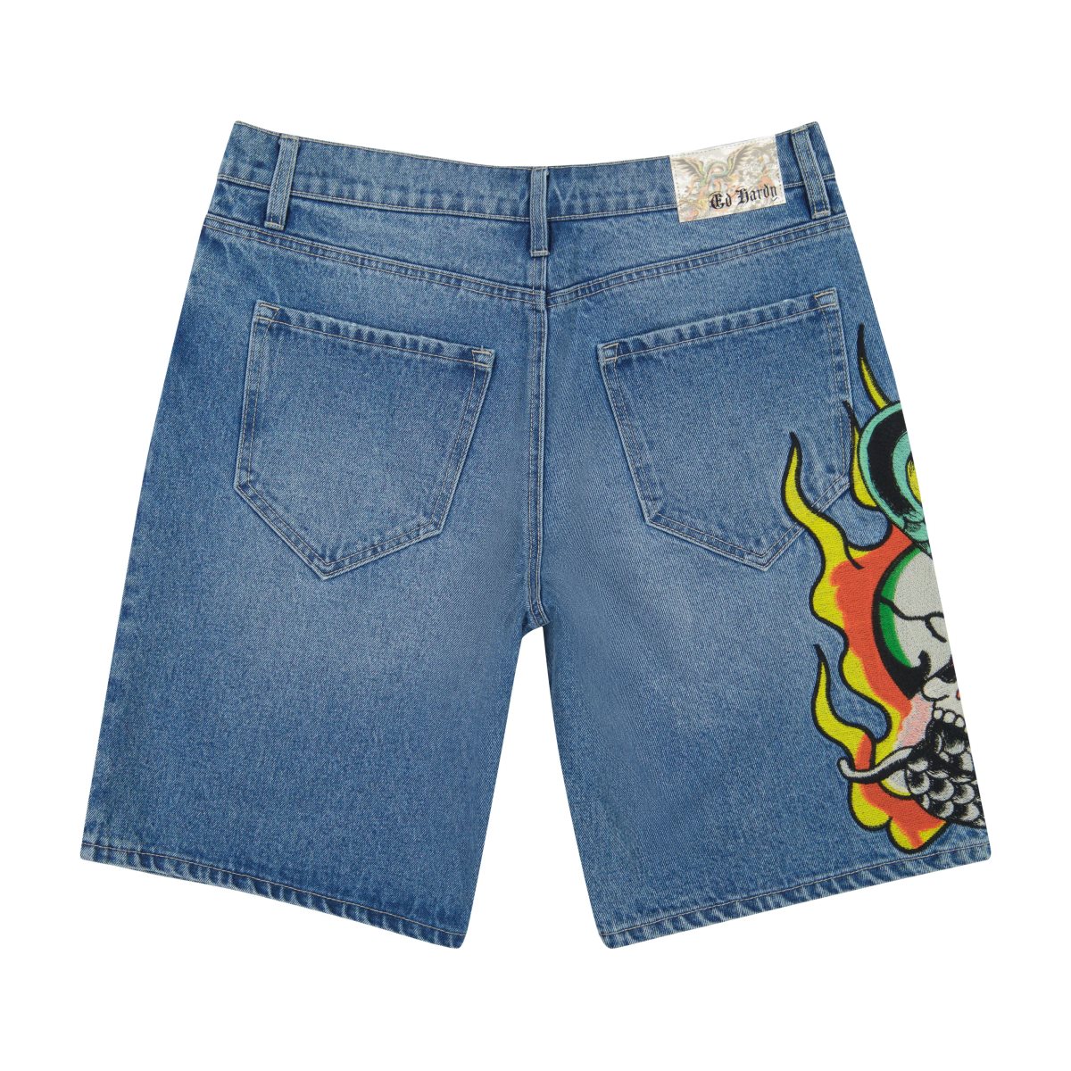 Spodnie Ed Hardy Fire Cobra Skater Short Męskie Niebieskie | YDZNCH618