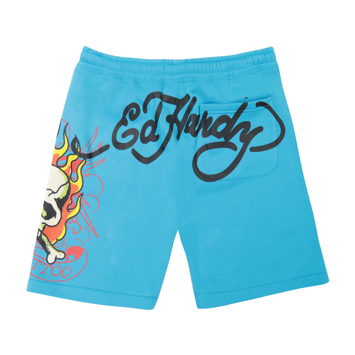 Spodnie Ed Hardy Flame Skull Fleece Shorts Męskie Jewel | GPFAKW638