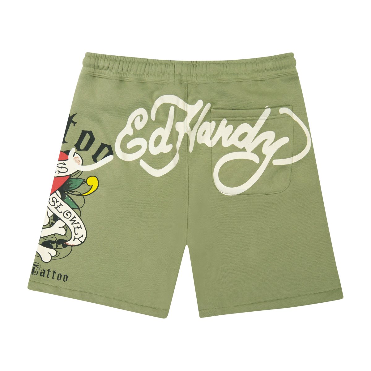 Spodnie Ed Hardy LKS Skull Fleece Short Męskie Oliwkowe | EGWRPS105