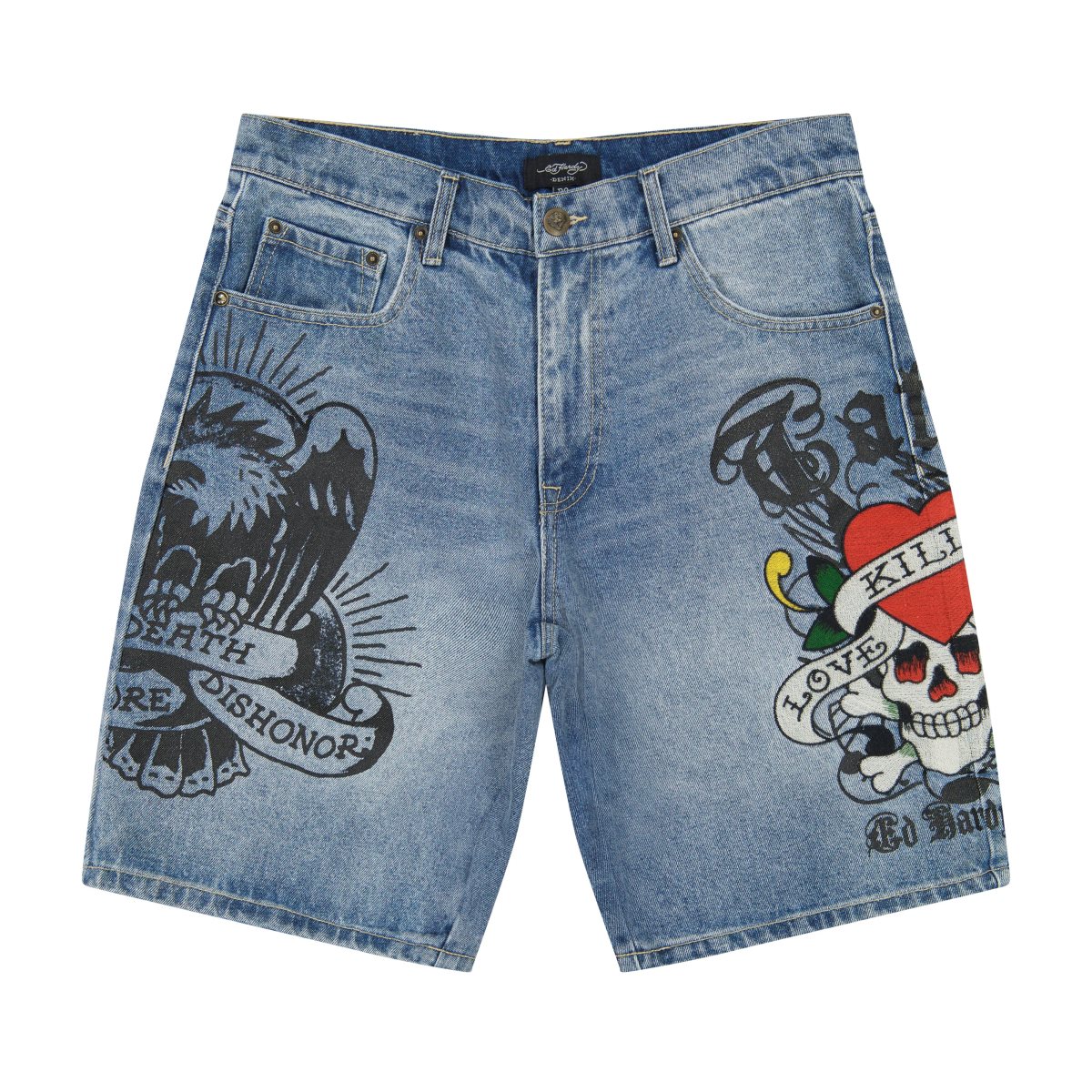 Spodnie Ed Hardy LKS Skull Skater Short Męskie Głęboka Niebieskie | VWGBAO925