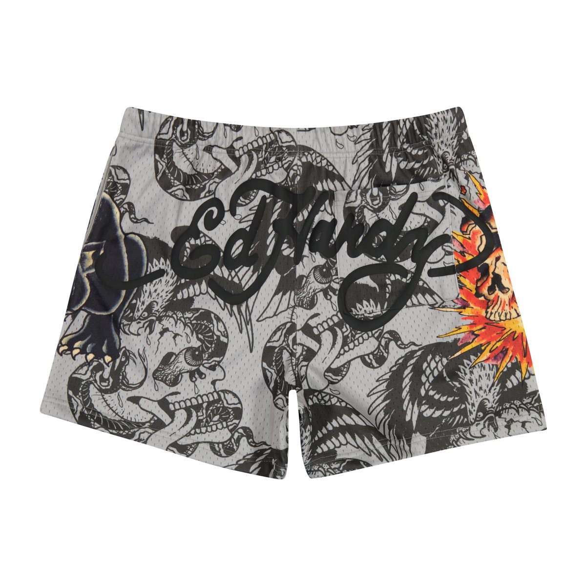 Spodnie Ed Hardy Skull Panther Mens Mesh Short Męskie Szare | BOTCPD257