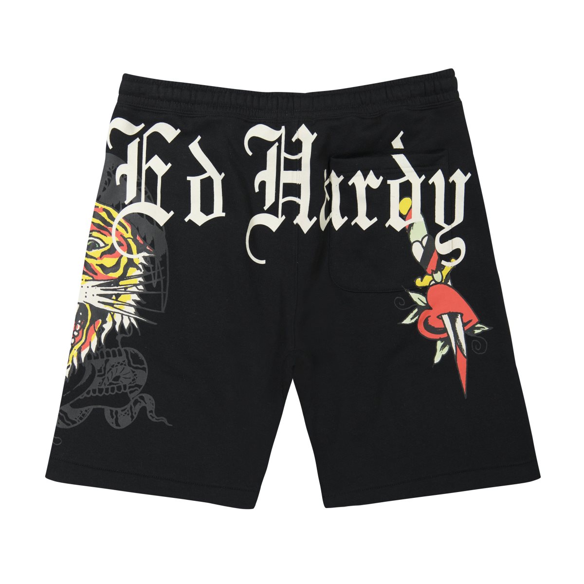 Spodnie Ed Hardy Tiger Dagger Fleece Short Męskie Czarne | KCFAOT249