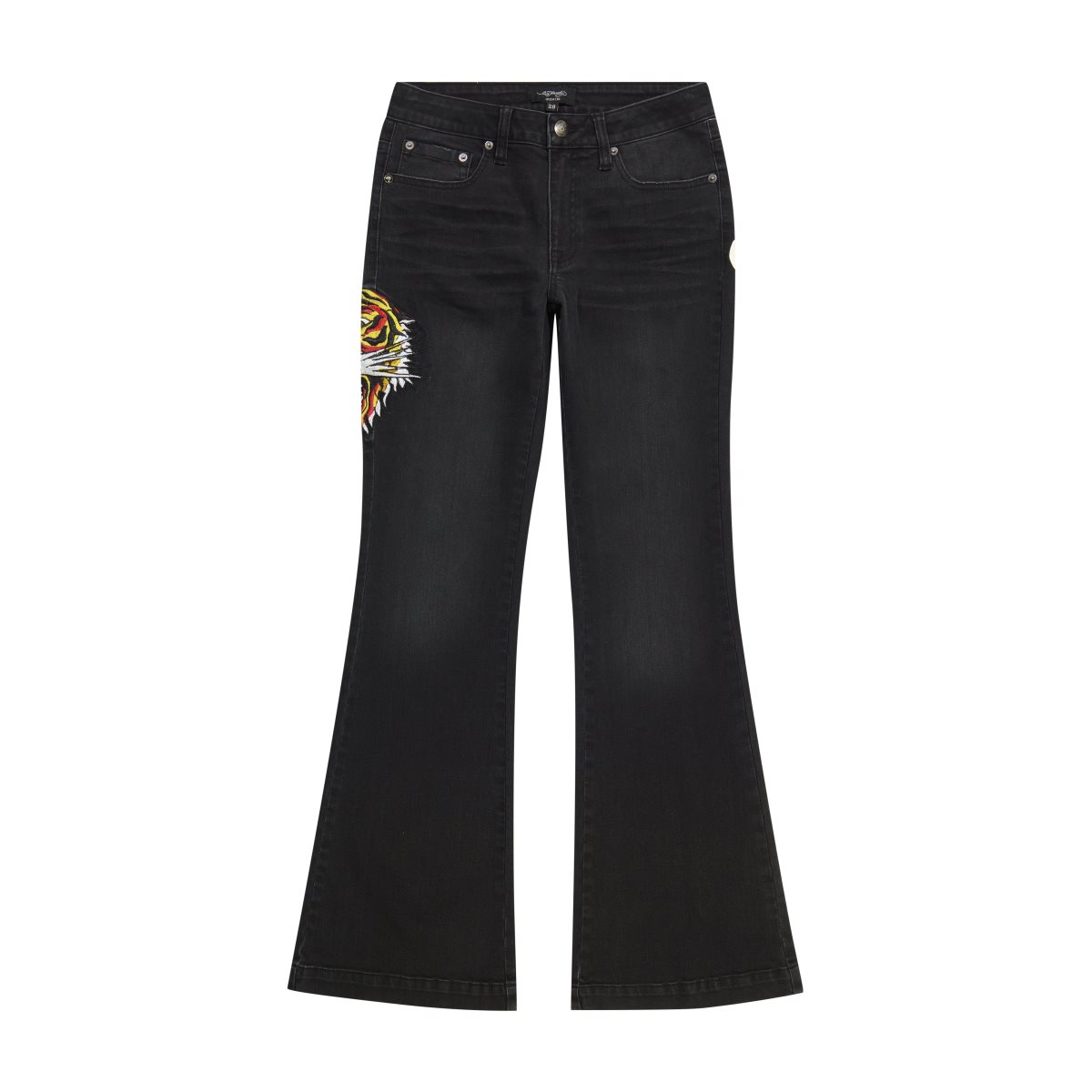 Spodnie Ed Hardy Tiger Head Slim Flare Jean Damskie Czarne | BOGHEZ257