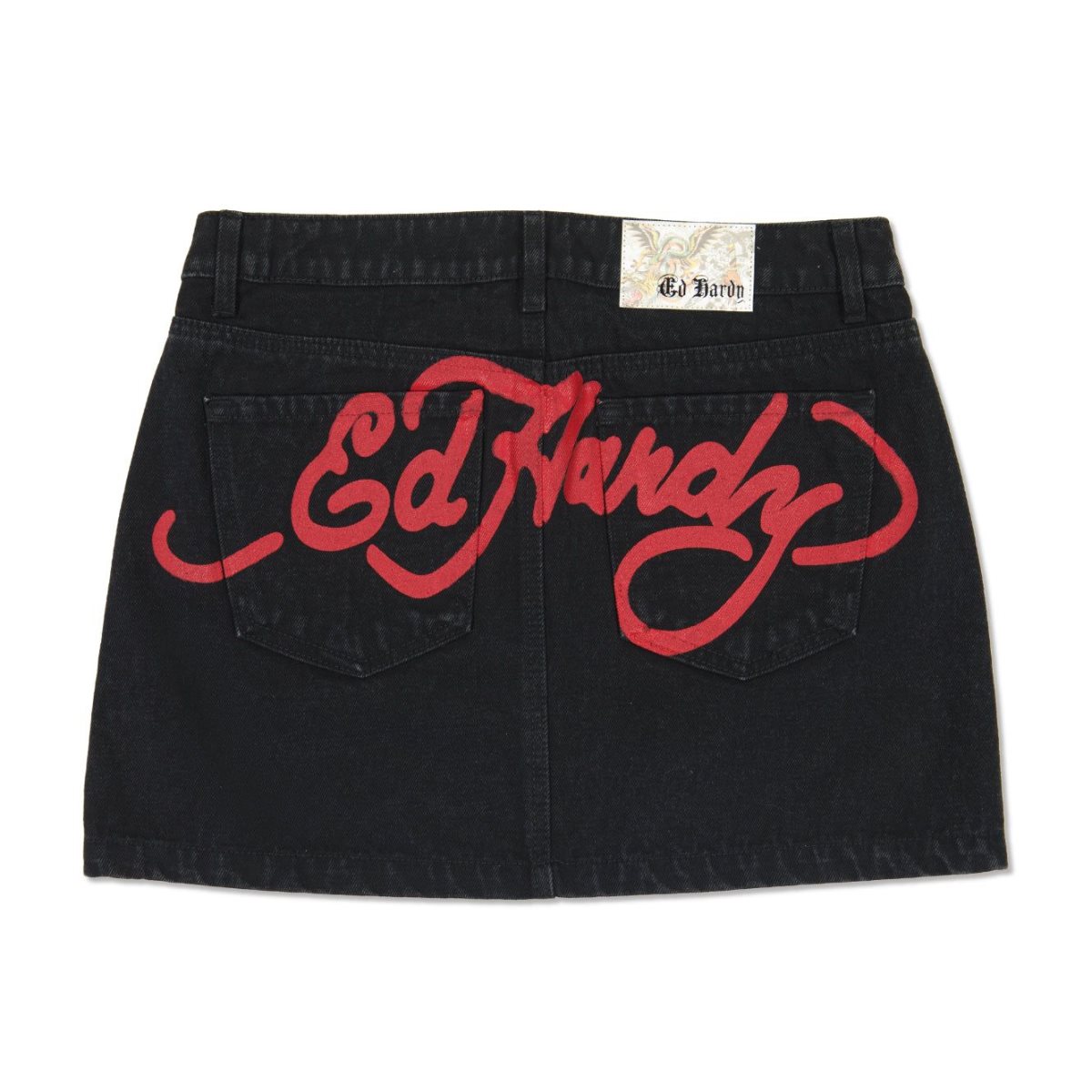Spodnie Ed Hardy Tigers Zipper Front Mini Denim Skirt Damskie Czarne Niebieskie | IOHUES415