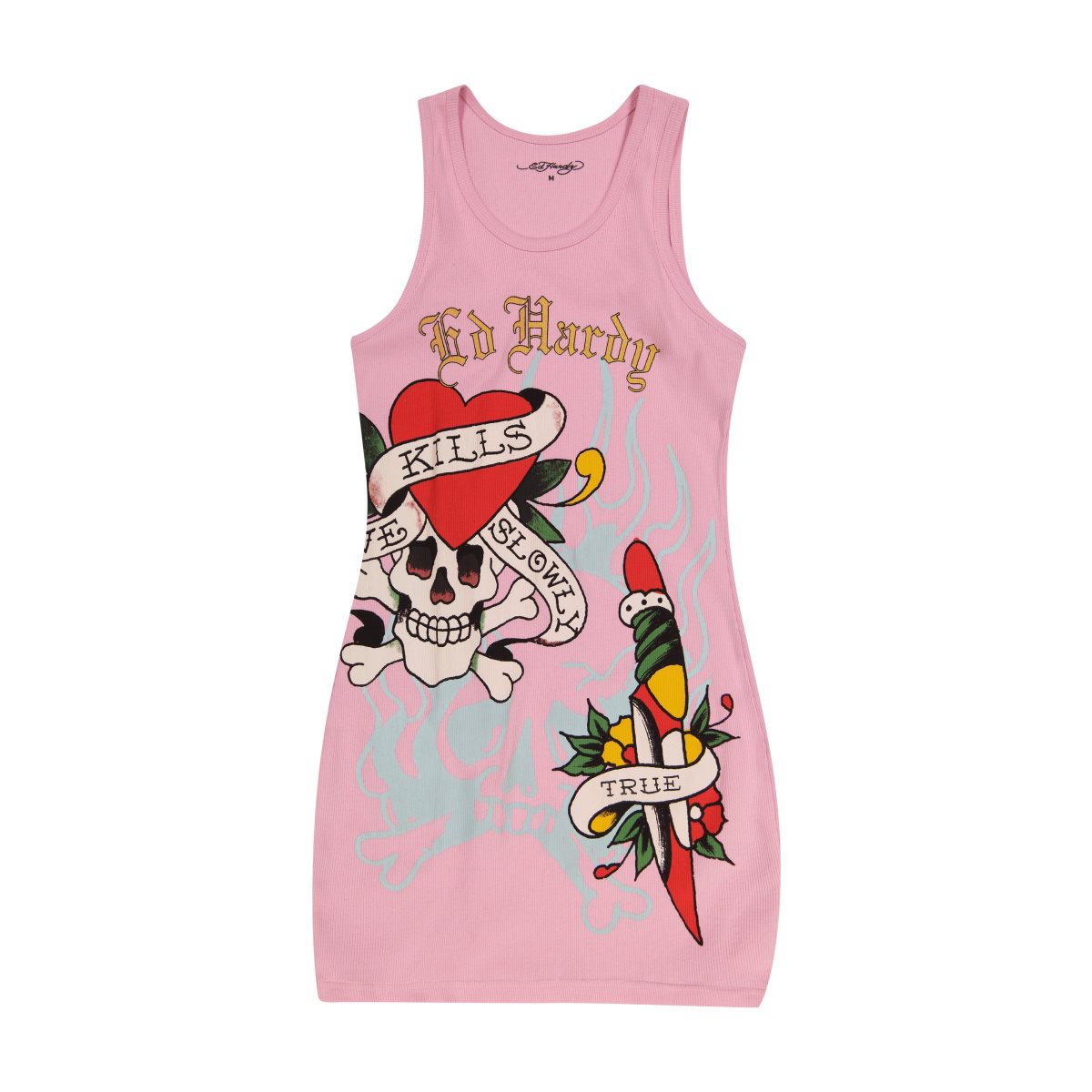 Sukienka Ed Hardy Retro Flash Rib Tank Dress Damskie Bubblegum | KRXOVQ709