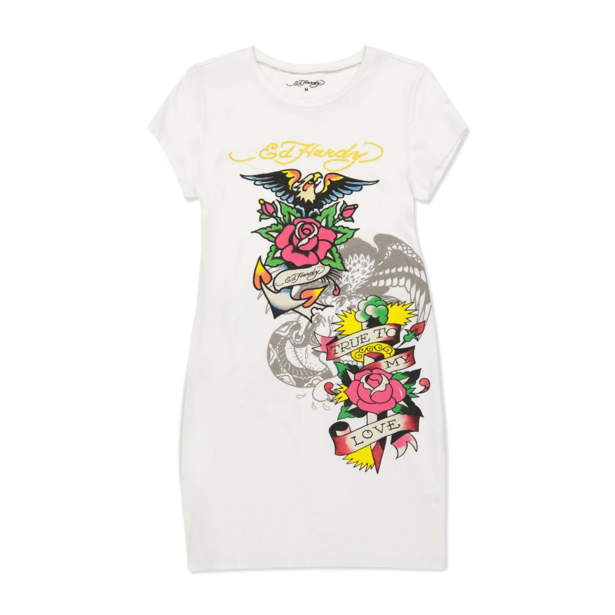 Sukienka Ed Hardy Rose Baby Tee Short Sleeve Dress Damskie Białe | LTMSXN689